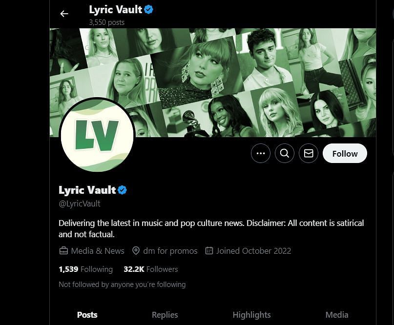 Lyric Vault&#039;s X page (Image via X)