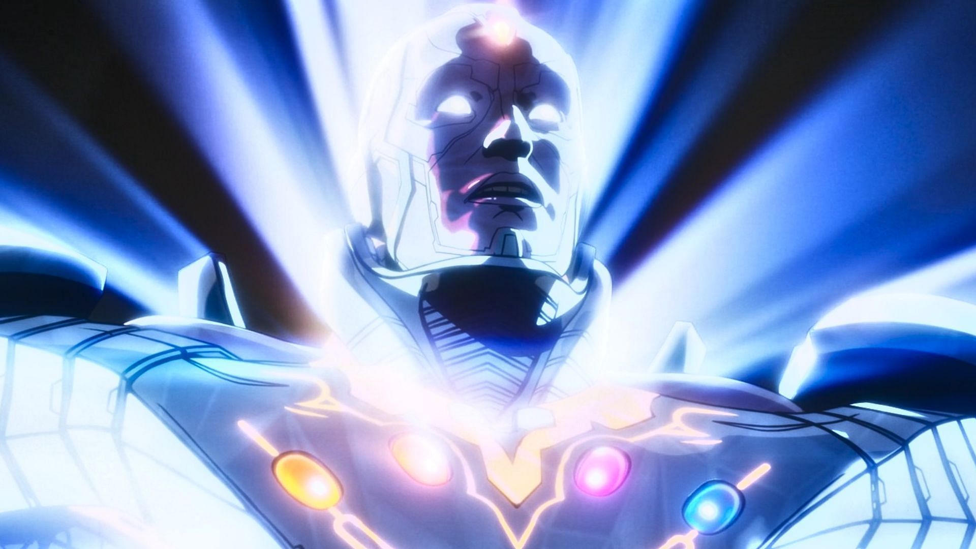 A still of the Infinity Ultron gaining powers of the shard from What If...? season 3 episode 7 (Image via YouTube/@Marvel Entertainment)