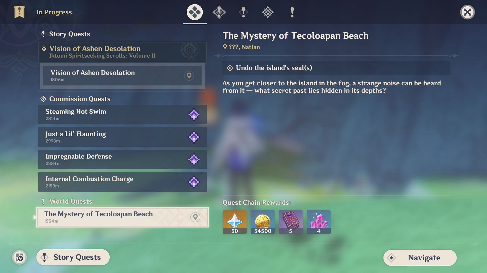 Complete The Mystery of Tecoloapan Beach quest (Image via HoYoverse)