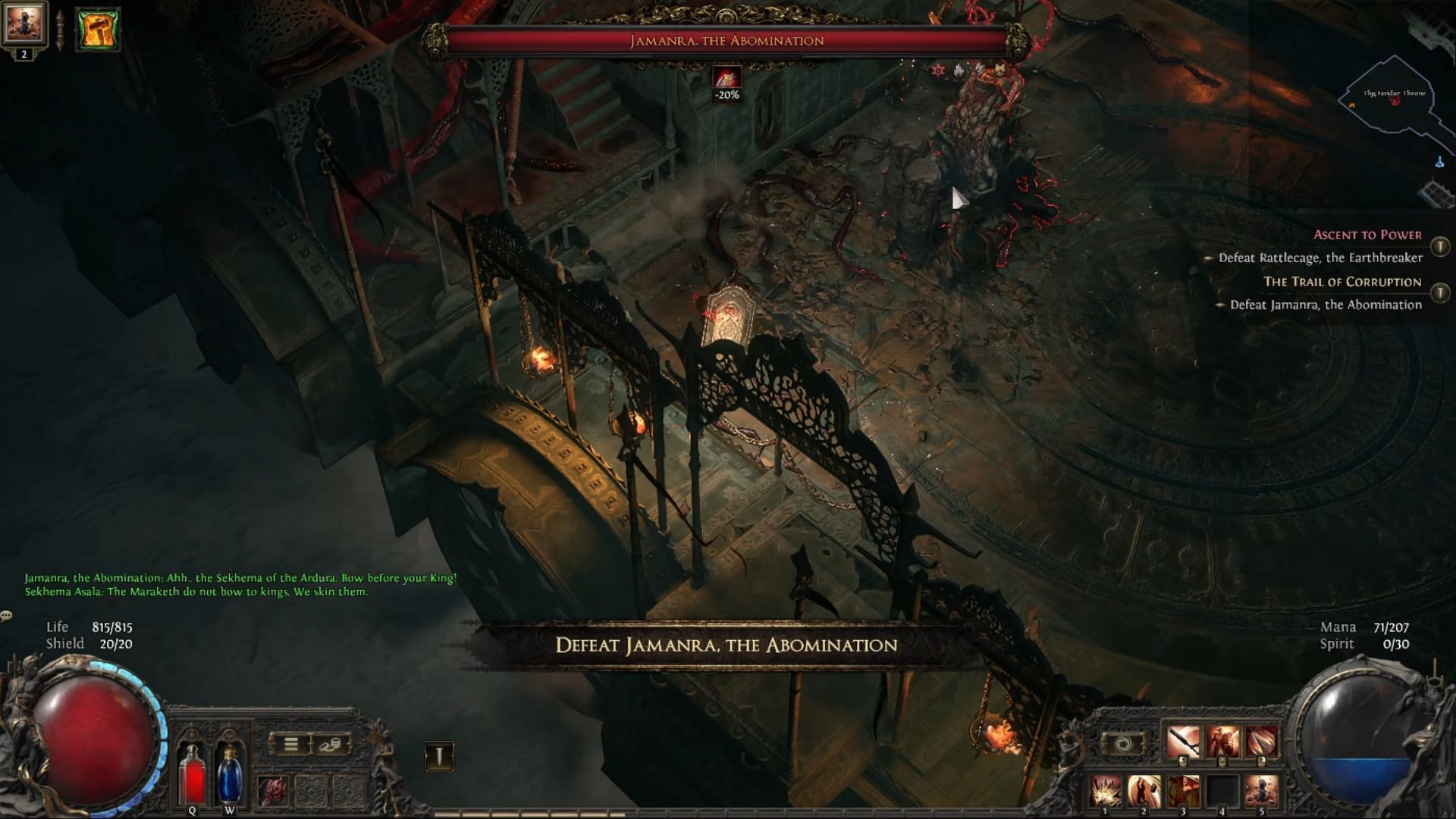 Jamanra is one of Path of Exile 2&#039;s most difficult bosses (Image via Grinding Gear Games || YouTube/@BueWoW)