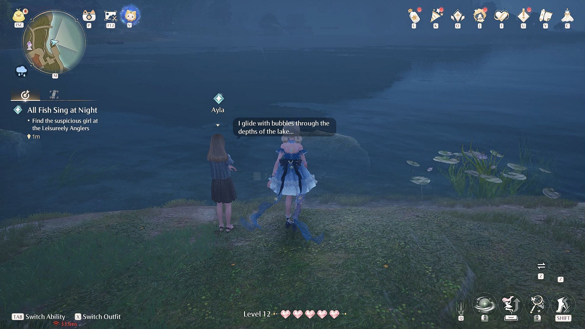 Talk to Ayla by the lake (Image via InFold Games)