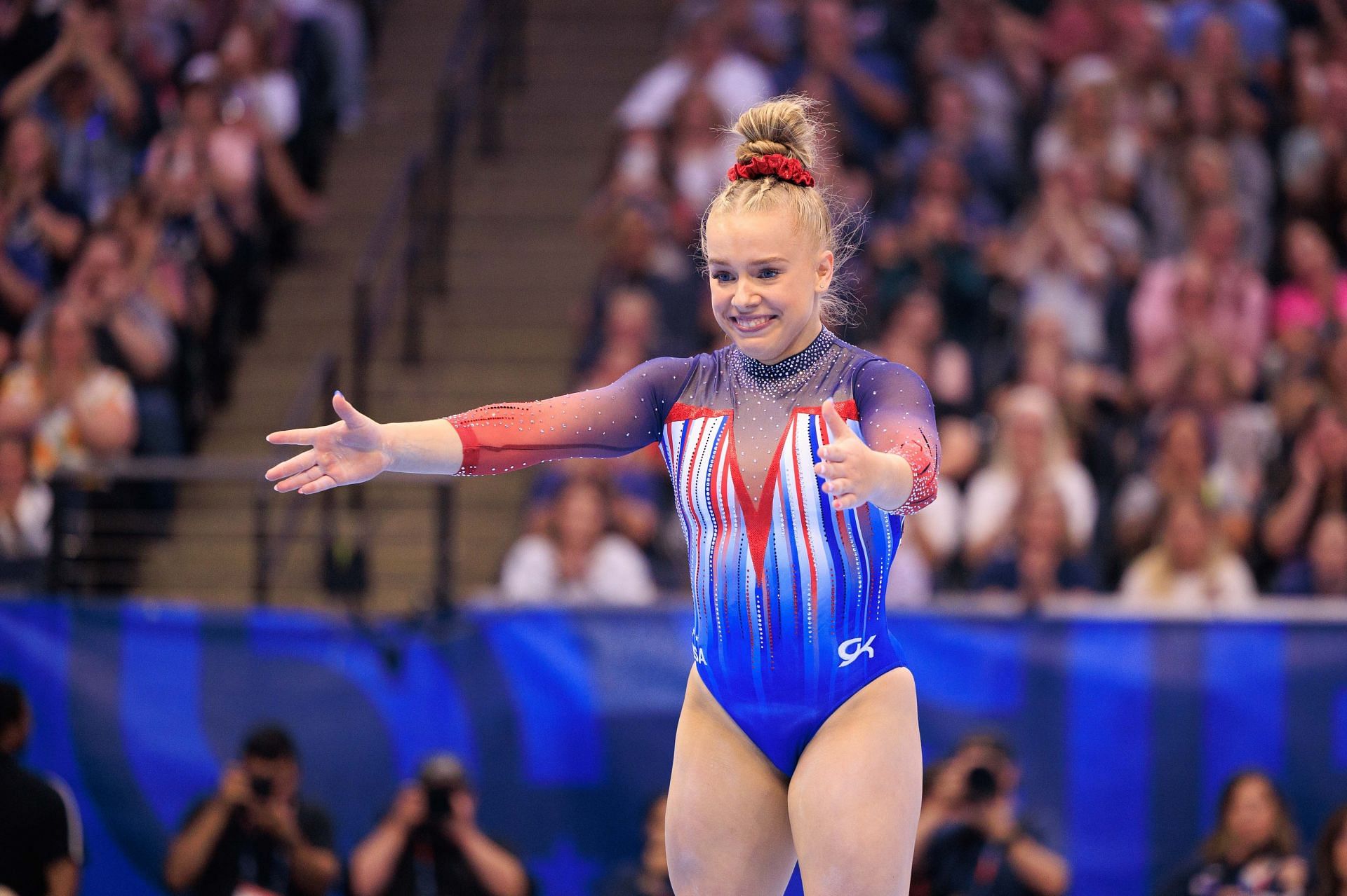 Joscelyn Roberson celebrated her performance at the U.S. Olympic Gymnastics Trials Women&#039;s -( Source: Getty)