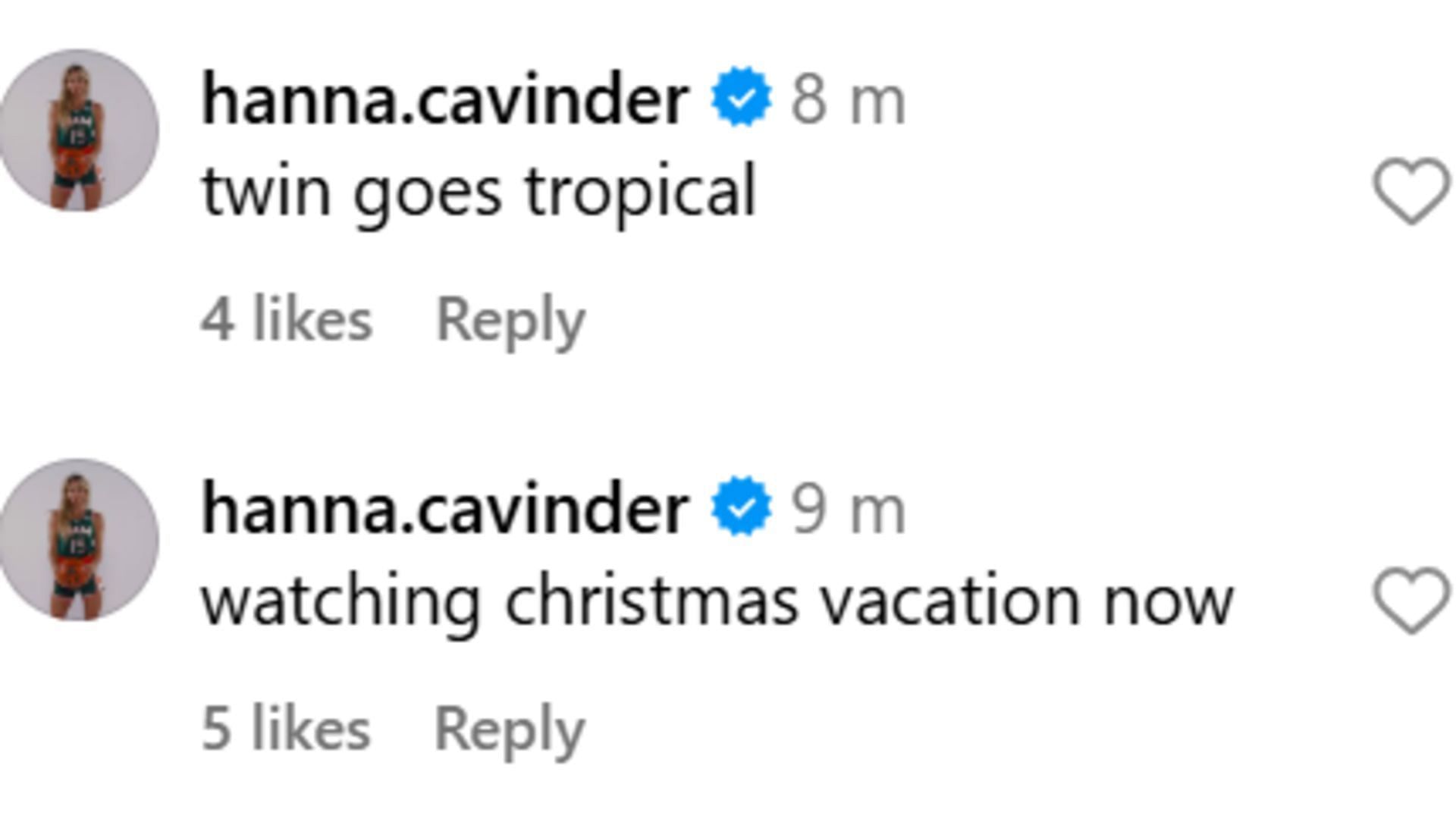 Hanna Cavinder was quick to hype her twin sister, Haley, up on social media. (Credits: IG/Haley Cavinder)