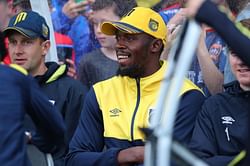 Usain Bolt makes his feelings known for godson NJJ Walker as the latter shows off his football skills by nutmegging opponent