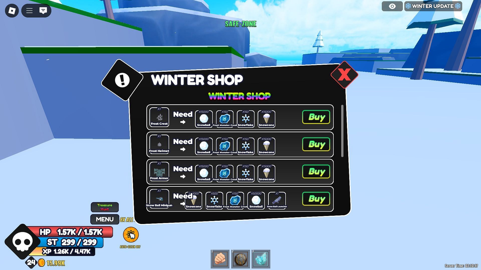 Access the Winter Shop to get new rewards (Image via Roblox)