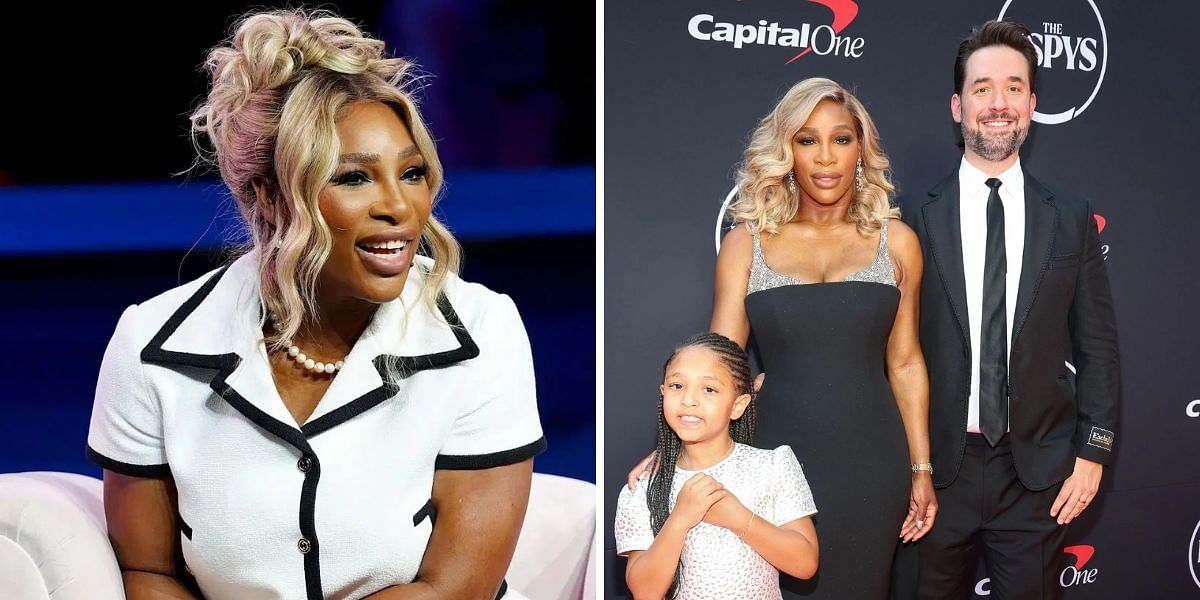 Serena Williams (L), Olympia Ohanian, Serena Williams and Alexis Ohanian (R), Sources: Getty