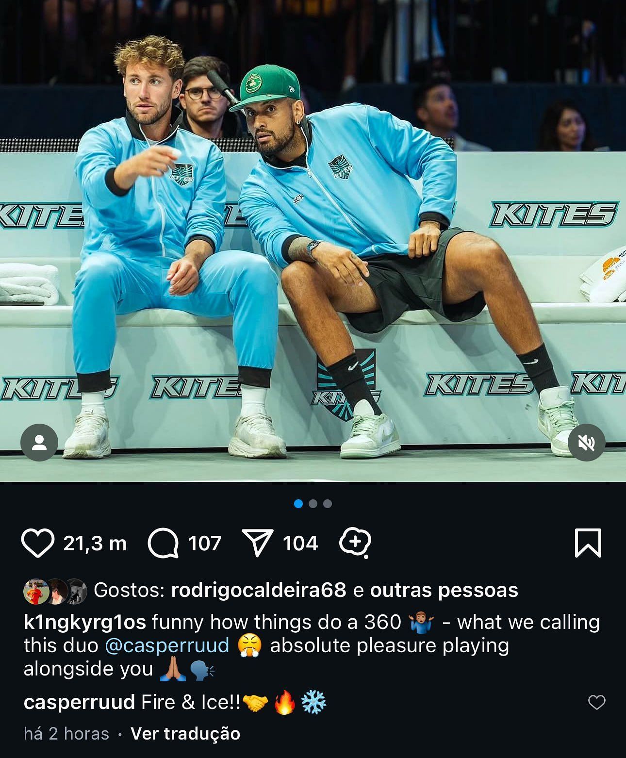 Casper Ruud&#039;s comment under Nick Kyrgios&#039; Instagram post (Image source: Instagram - @k1ngkyrg1os)