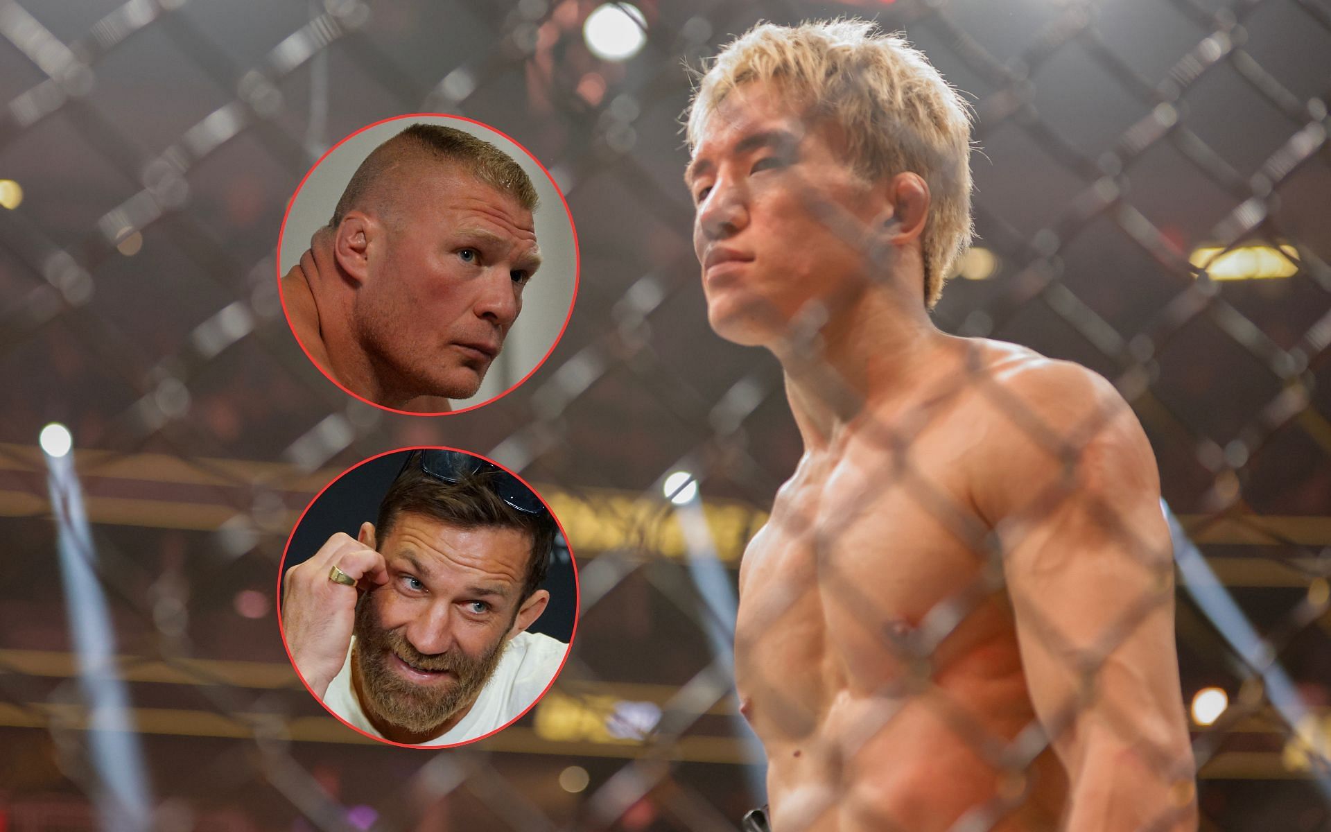 Brock Lesnar (top left), Luke Rockhold (bottom left), and Kai Asakura (right) all came up short in their respective much-hyped UFC debuts [Images courtesy: Getty Images]