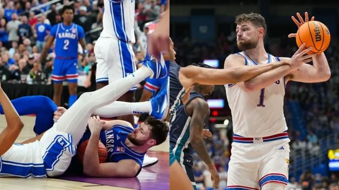 Kansas' Hunter Dickinson argues slow-motion replay made Flagrant 2 vs. Duke look "more malicious"