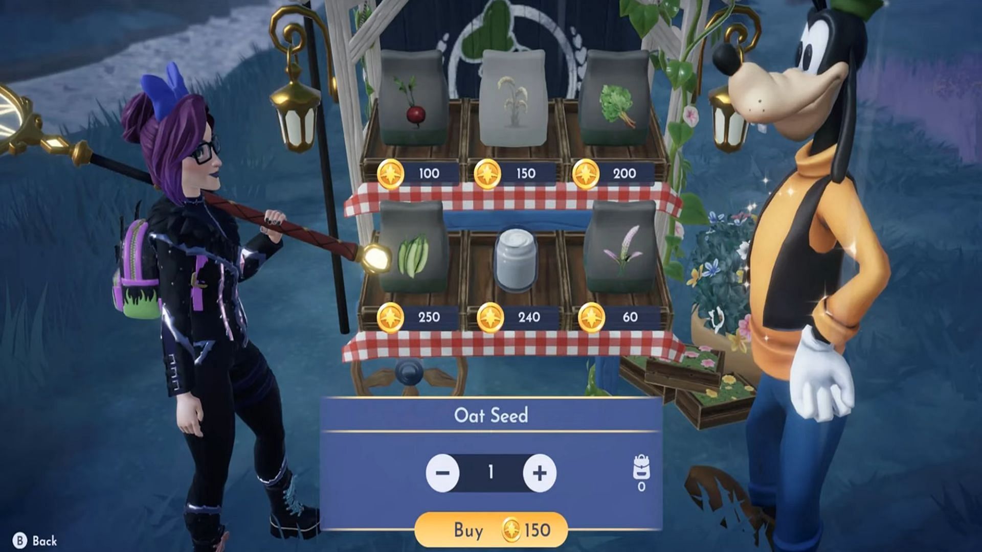 Goofy&#039;s Stall has oat seeds (Image via Gameloft || YouTube/@Absolute Token)