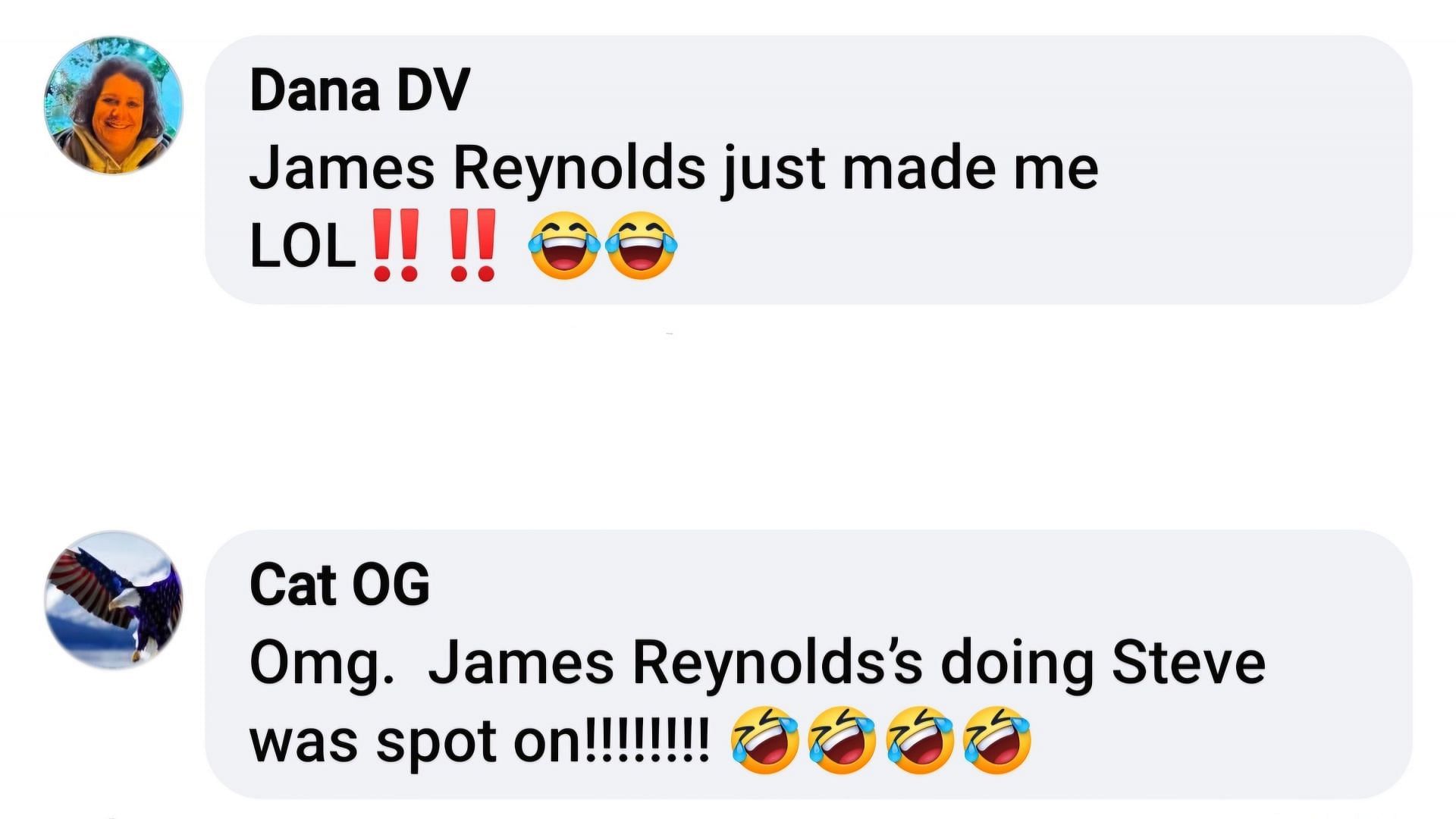 Audiences appreciating James Reynolds&#039; impression of Steve Johnson (via Days of Our Lives / Facebook)