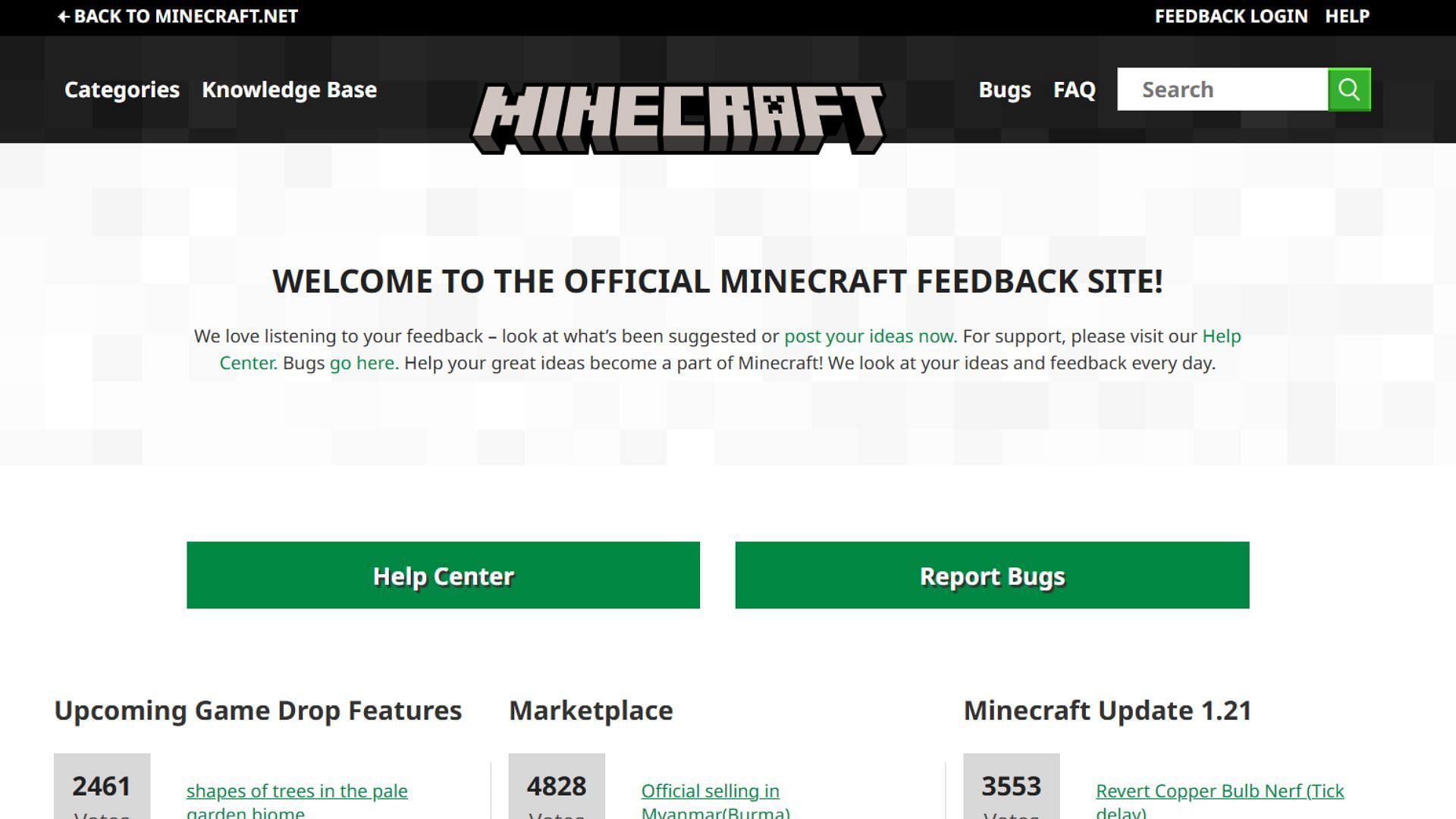 Give your feedback to shape the game (Image via Mojang Studios)