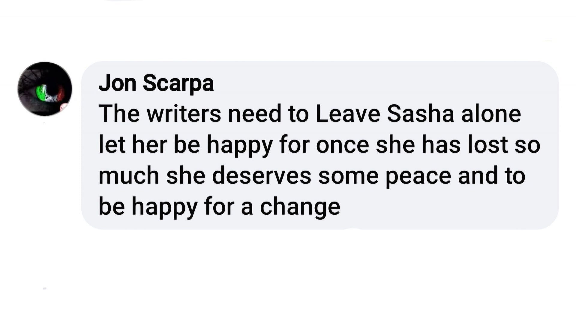 A fan hoping that Sidwell&#039;s appearance might not spell disaster for Sasha (Image via General Hospital Fans Official / Facebook)