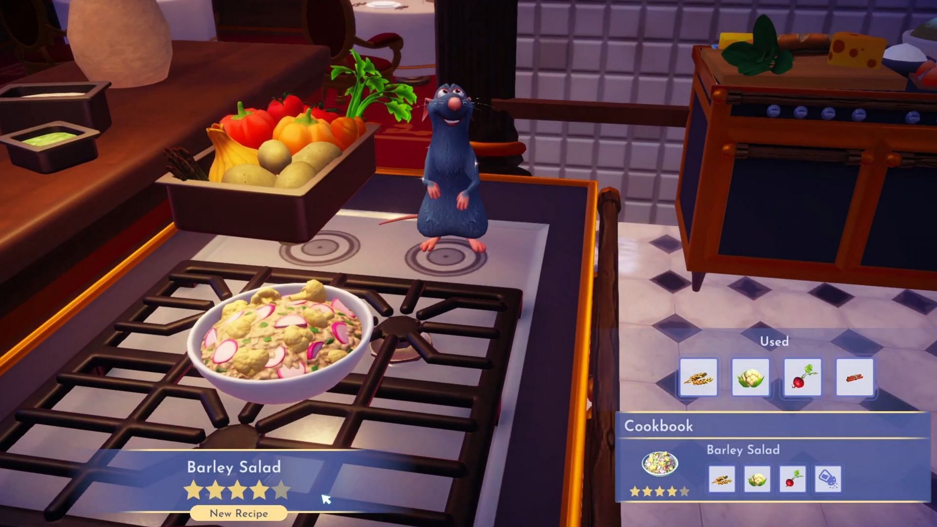 Barley Salad is a four-star dish in Disney Dreamlight Valley (Image via Gameloft)