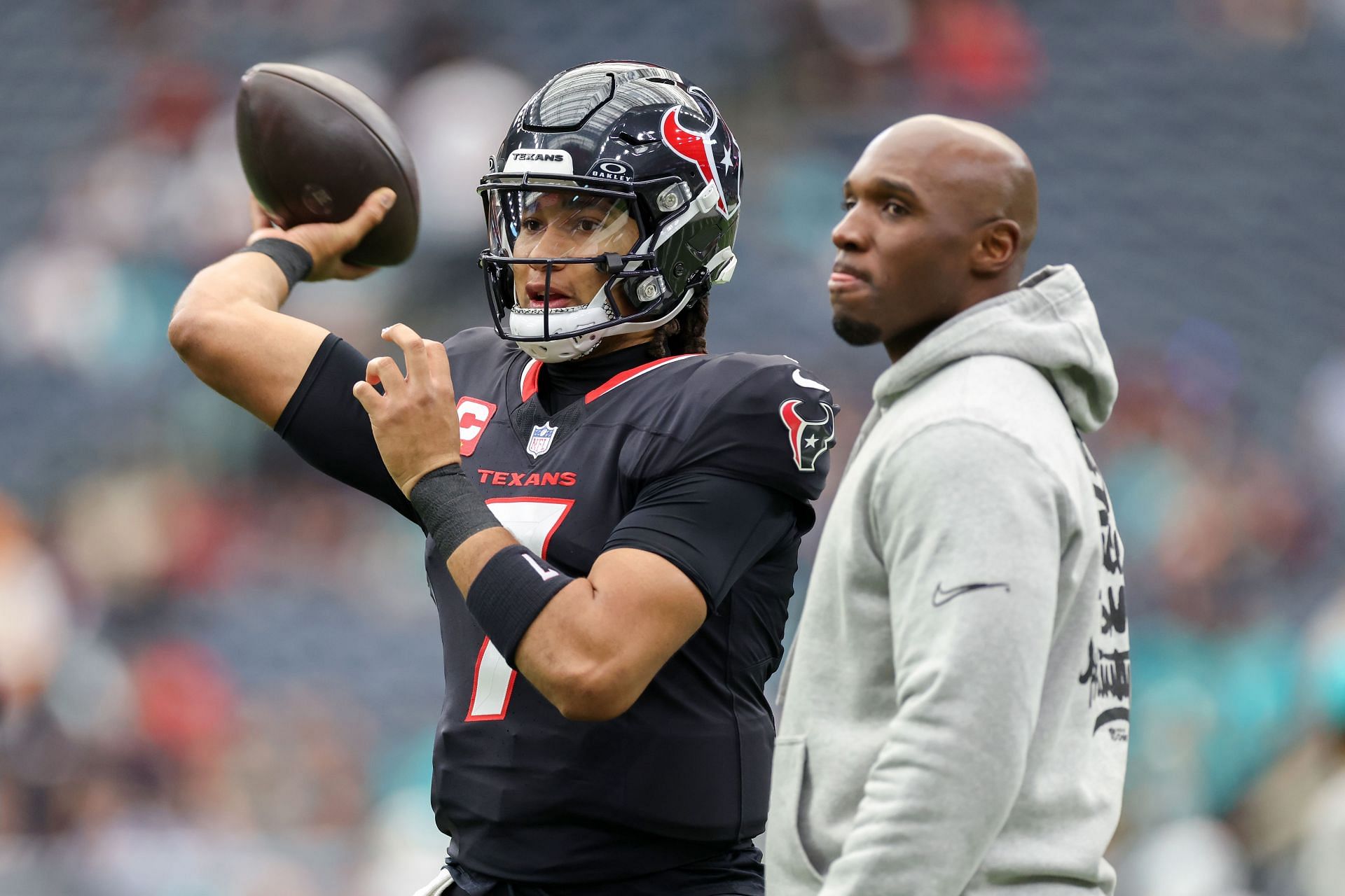 CJ Stroud, left, DeMeco Ryans, right, during Miami Dolphins v Houston Texans - Source: Getty