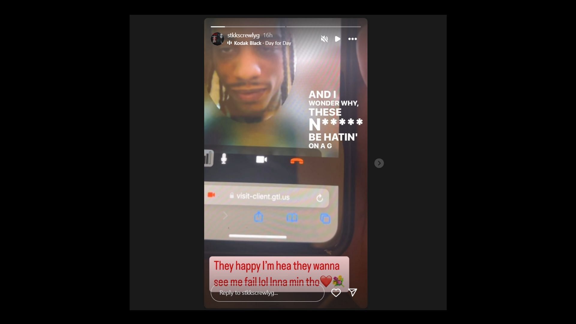 The mentioned Instagram Story (Image via Instagram/@stkkscrewlyg)