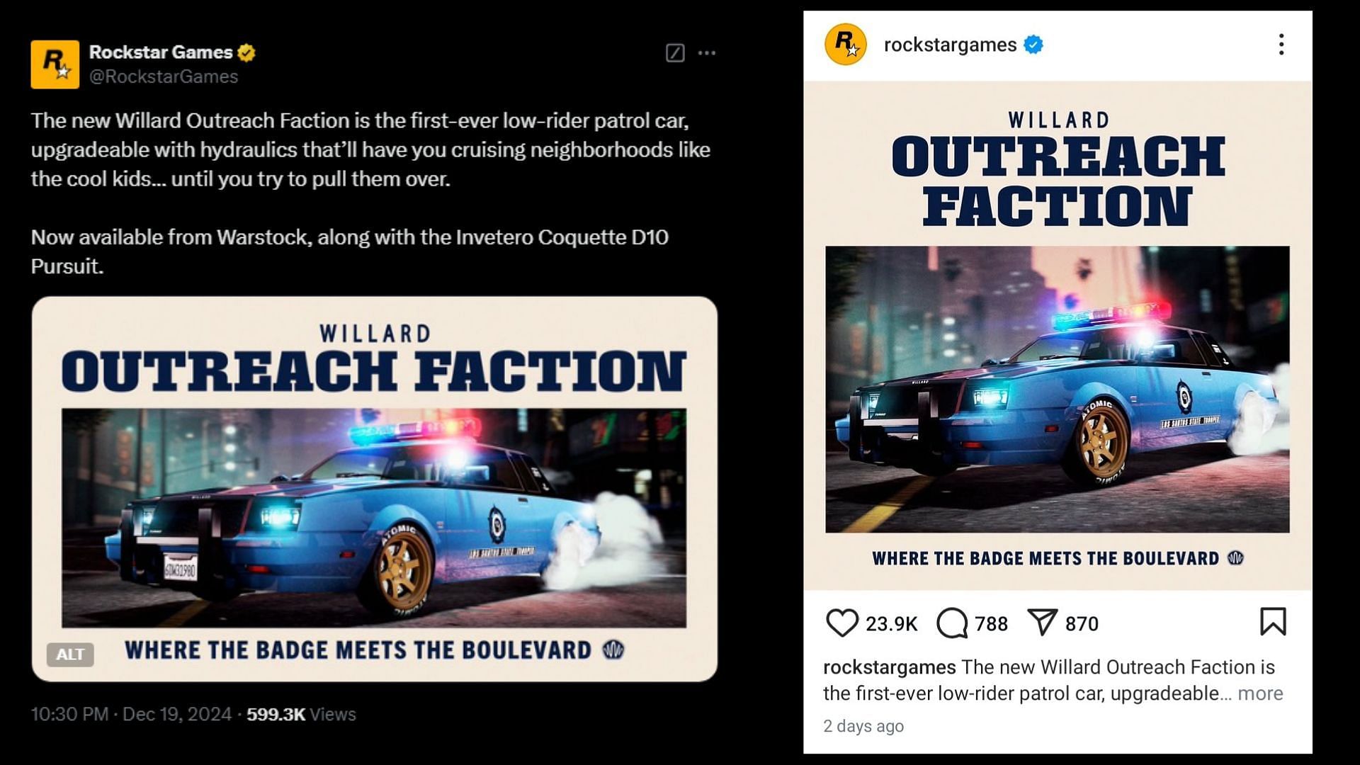 Difference between the two Willard Outreach Faction posts (Image via Rockstar Games)