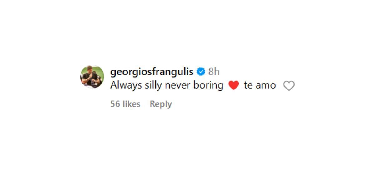 Georgios Frangulis&#039;s comment on Aryna Sabalenka&#039;s post (Image via Instragram@arynasabalenka)