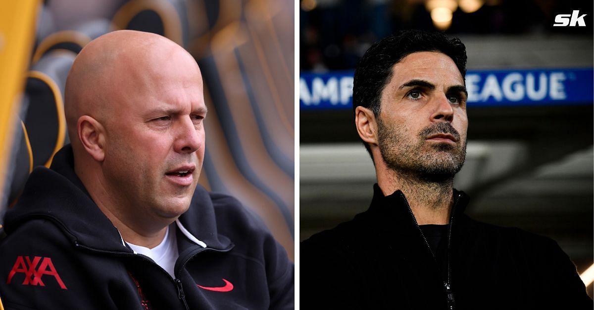 Arne Slot (left) and Mikel Arteta