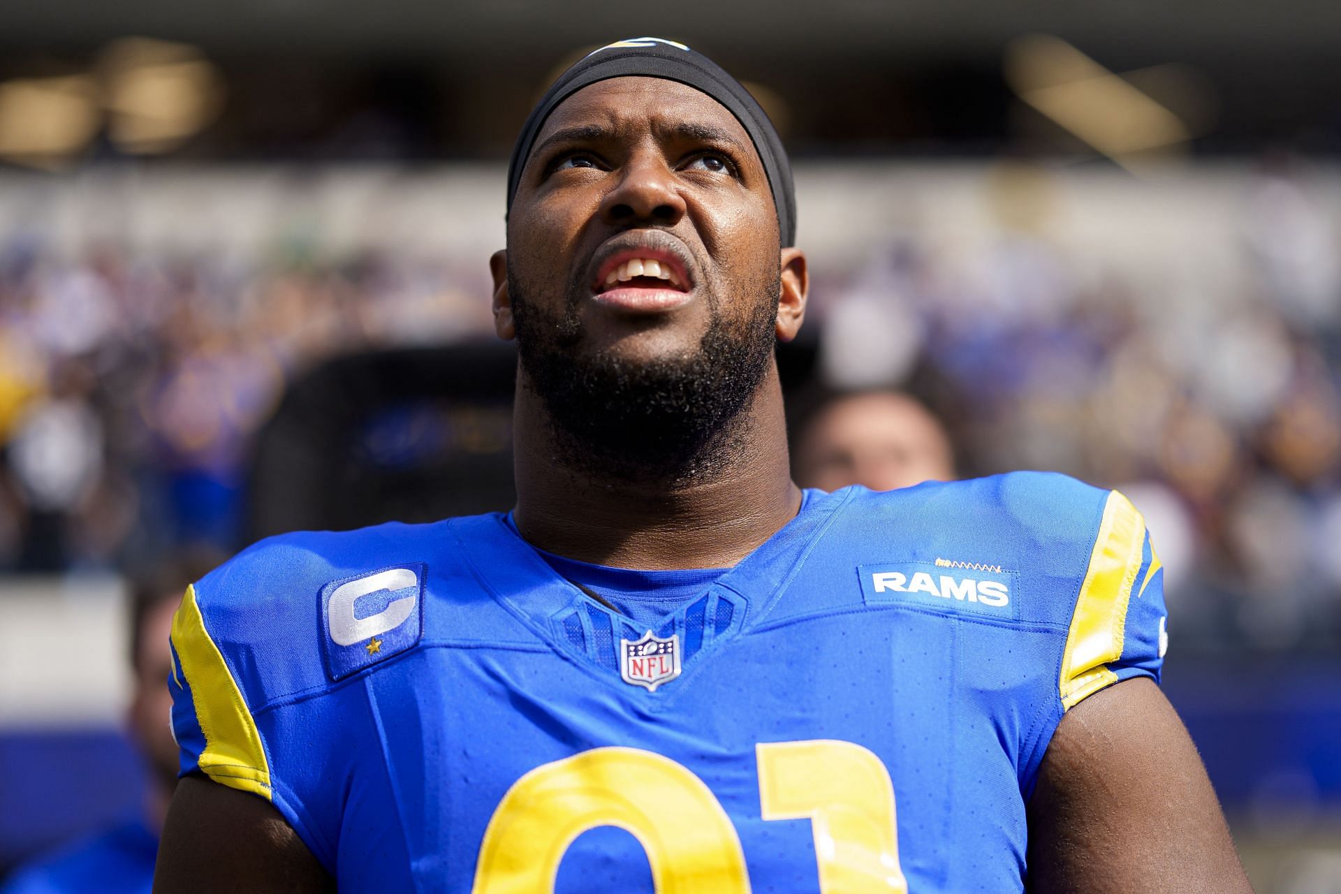 Defensive tackle Kobie Turner #91 of the Los Angeles Rams at the Las Vegas Raiders v Los Angeles Rams (Image via Getty)