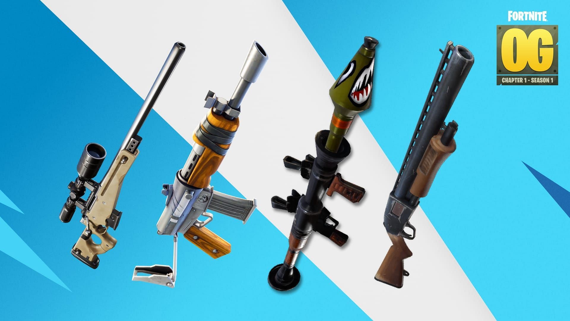 17 weapons unvaulted in Fortnite OG Chapter 1 Season 1 (Image via Epic Games)