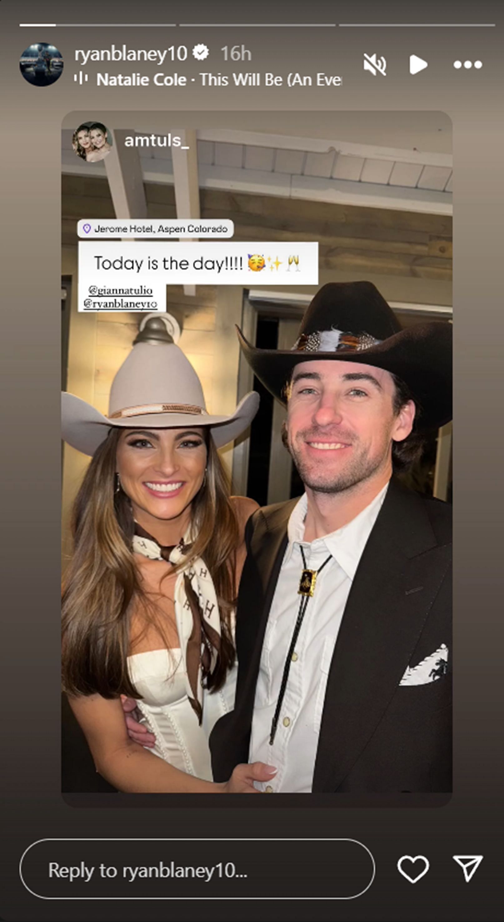 Blaney and Tulio ahead of their wedding (Source: @ryanblaney10 on Instagram)