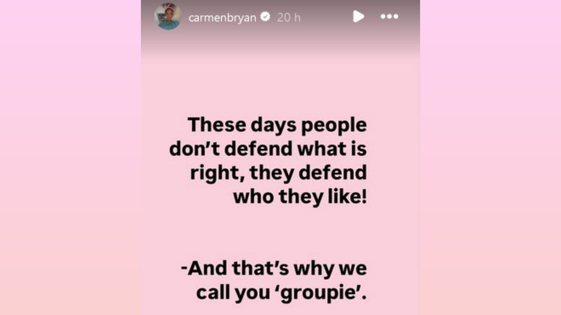 Carmen Bryan&#039;s story about Jay-Z (Image via Instagram / @carmenbryan)