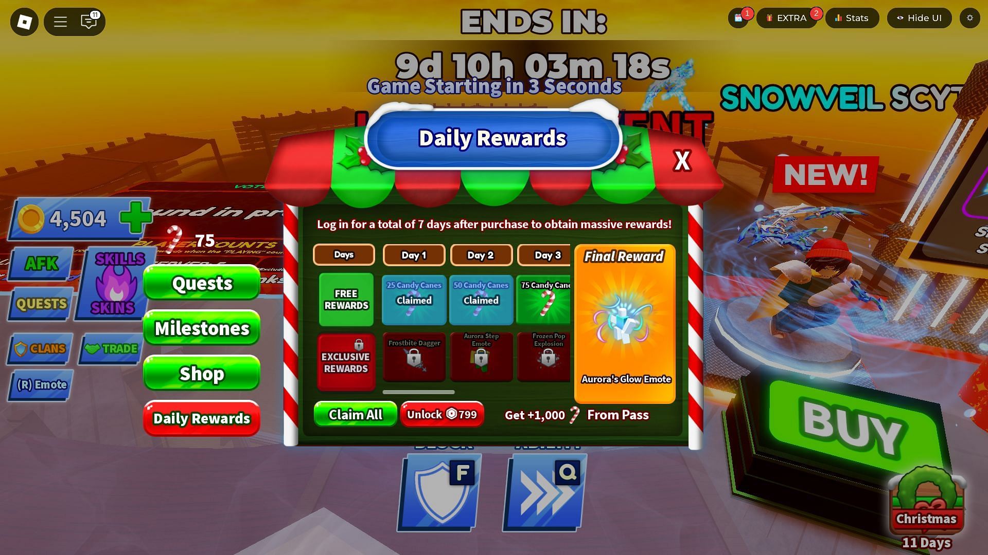 Holiday Event Daily Rewards (Image via Roblox)