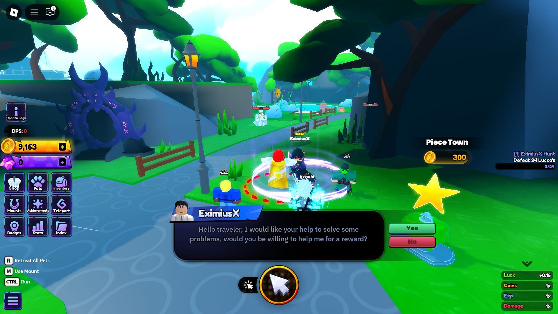 Accepting an EximiusX quest (Image via Roblox)