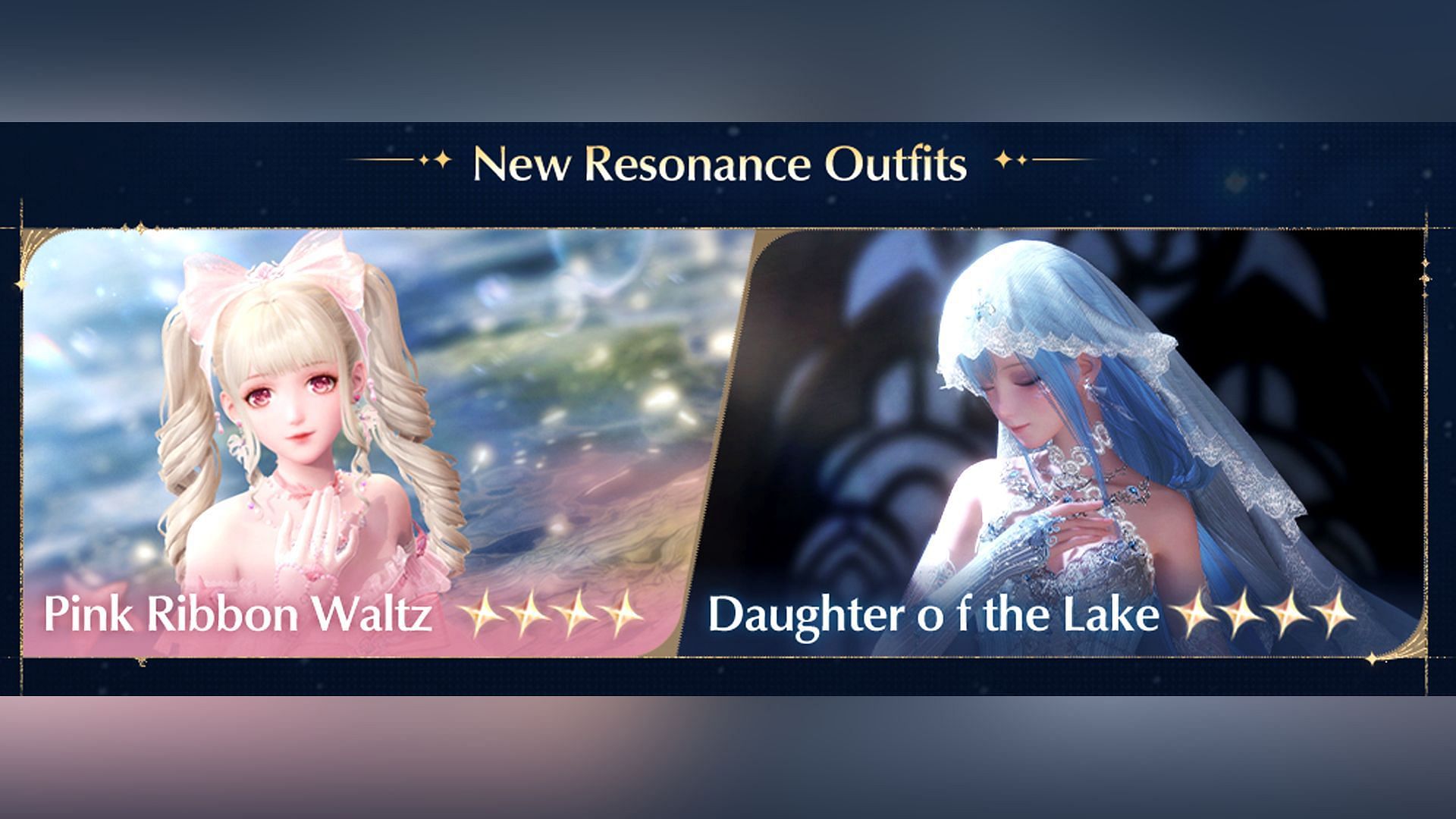 Pink Ribbon Waltz and Daughter of the Lake are 4-Star Resonance outfits (Image via Infold Games)