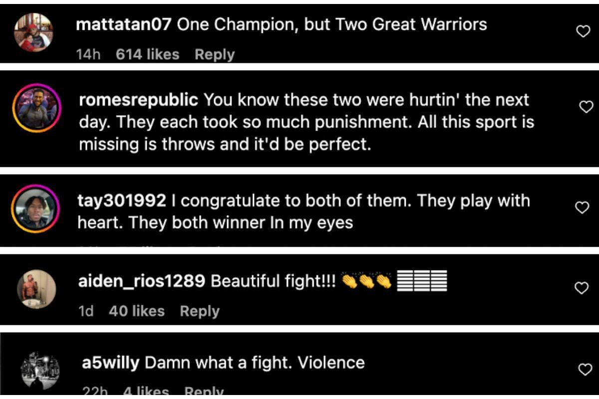 Screenshot of fans&#039; comments