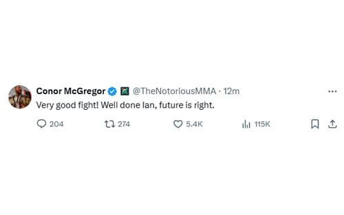 Screenshot of Conor McGregor's X post