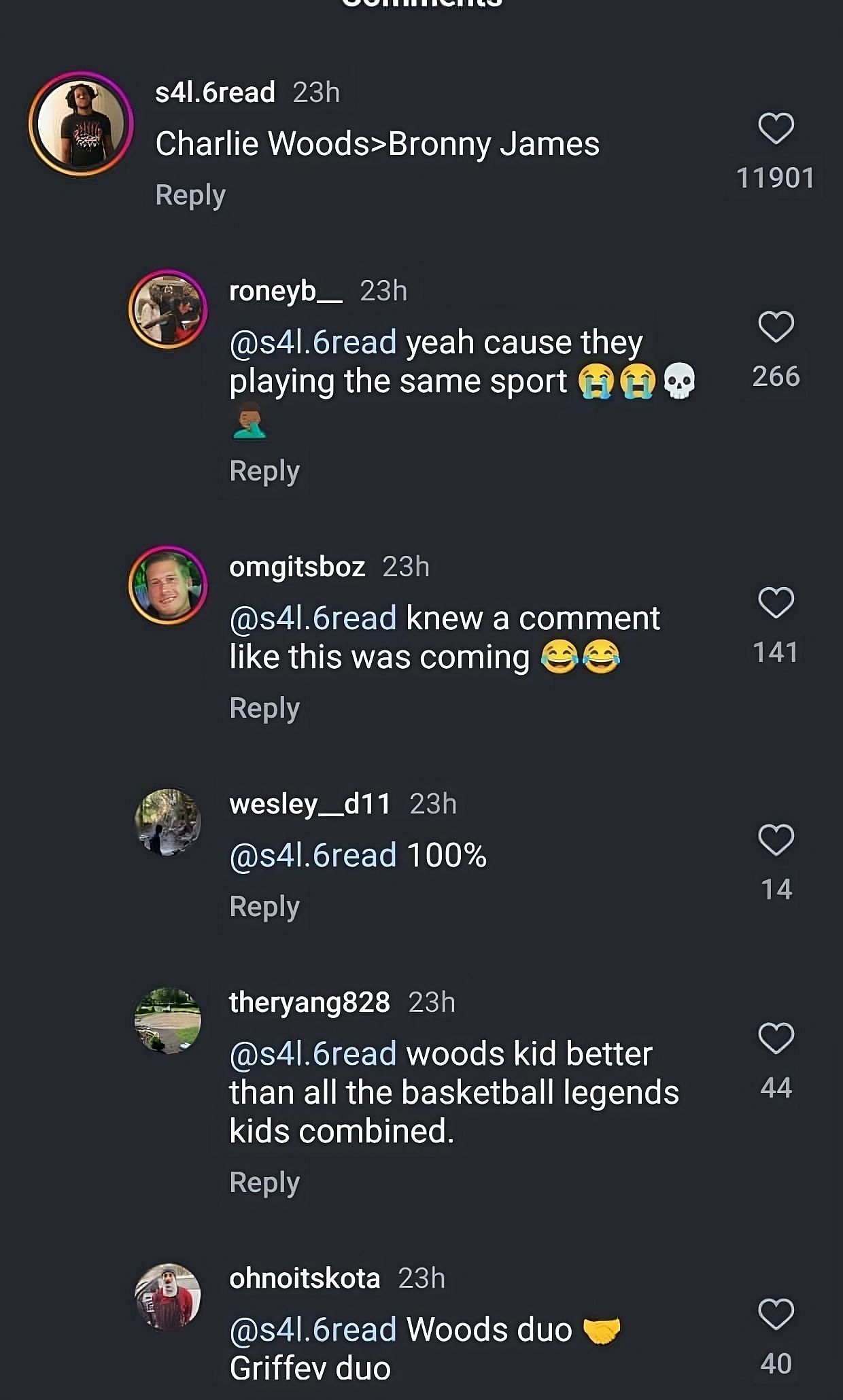 Fans debate Charlie Woods vs Bronny James