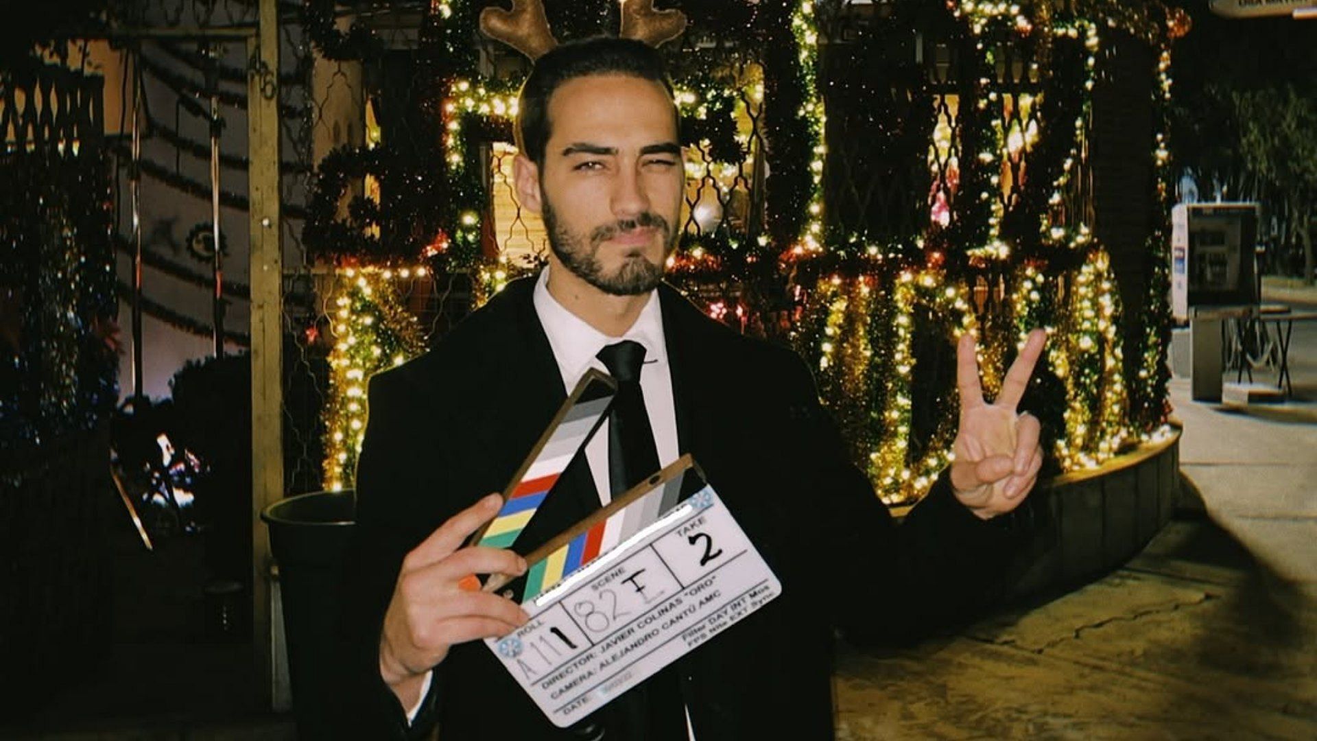 An image of Michel Duval from the sets of Christmas is Cancelled (Image via Instagram/@mich_duval)