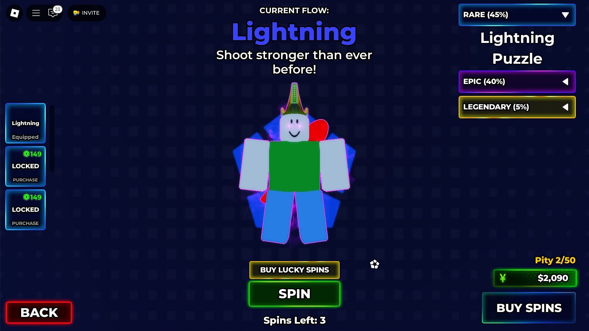 Get free spins using the active codes (Image via Roblox)