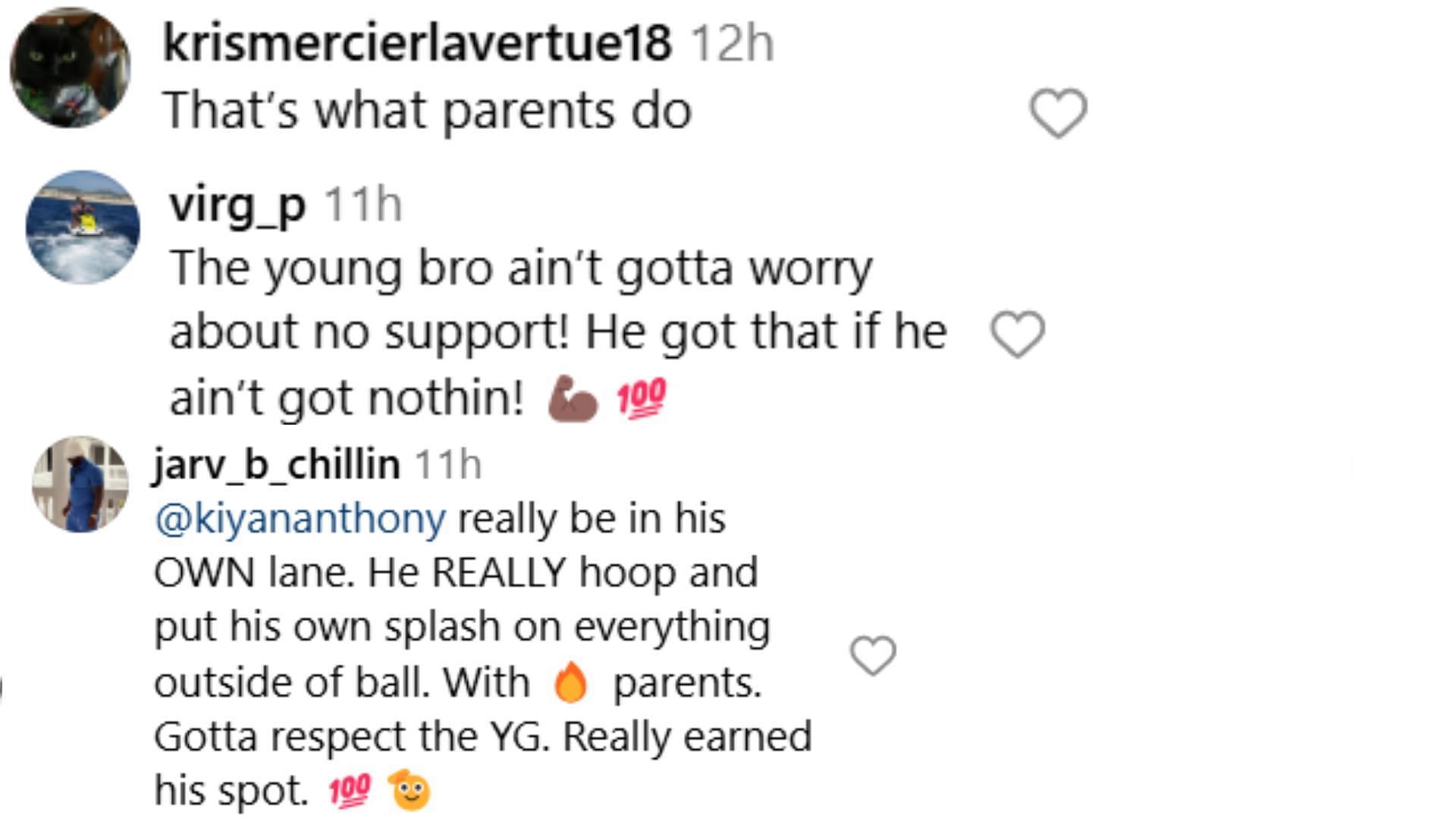 Hoops fans react to Carmelo Anthony and La La supporting their son Kiyan as he misses game due to injury (IG)