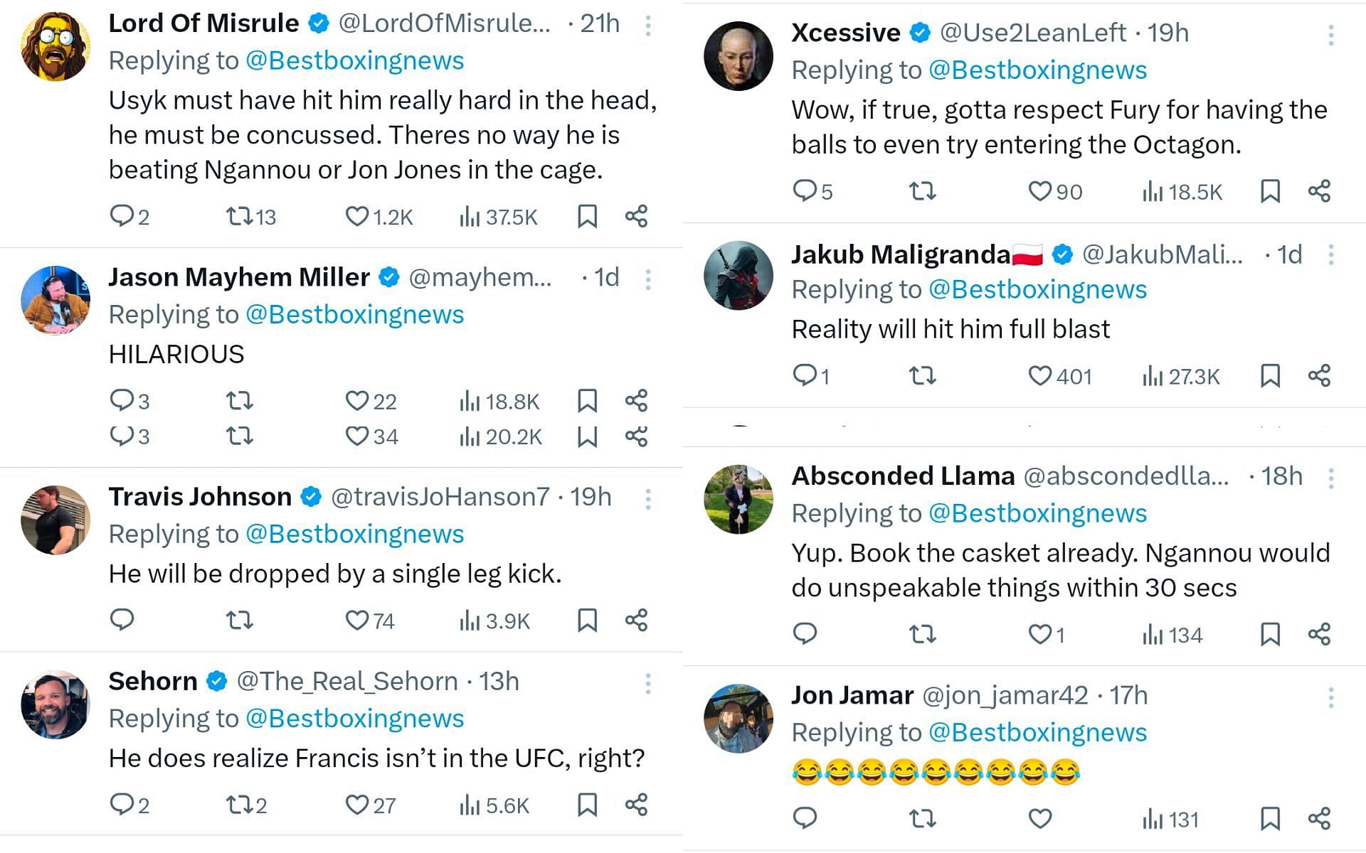 Fan reactions screenshots. [Image courtesy: @Bestboxingnews on X]