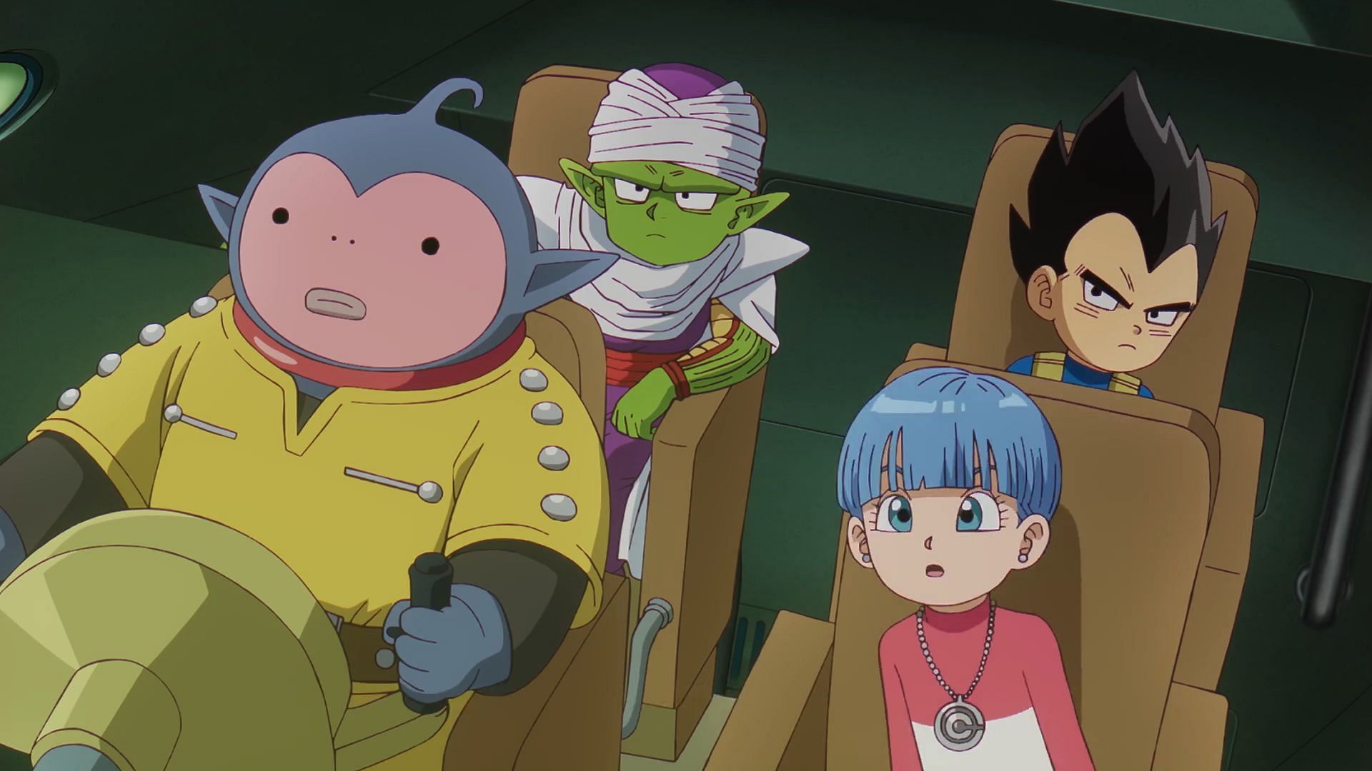 Hybis, Bulma, Piccolo, and Vegeta as seen in Dragon Ball Daima episode 10 (Image via Toei Animation)