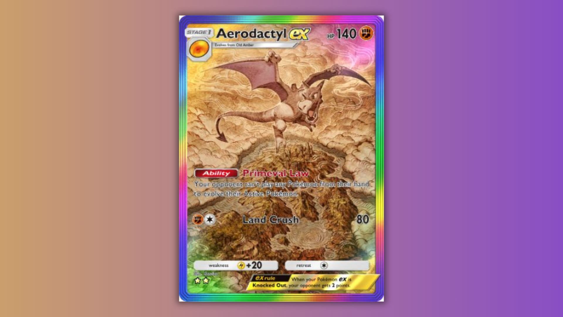 Aerodactyl ex as seen in the game (Image via The Pokemon Company)