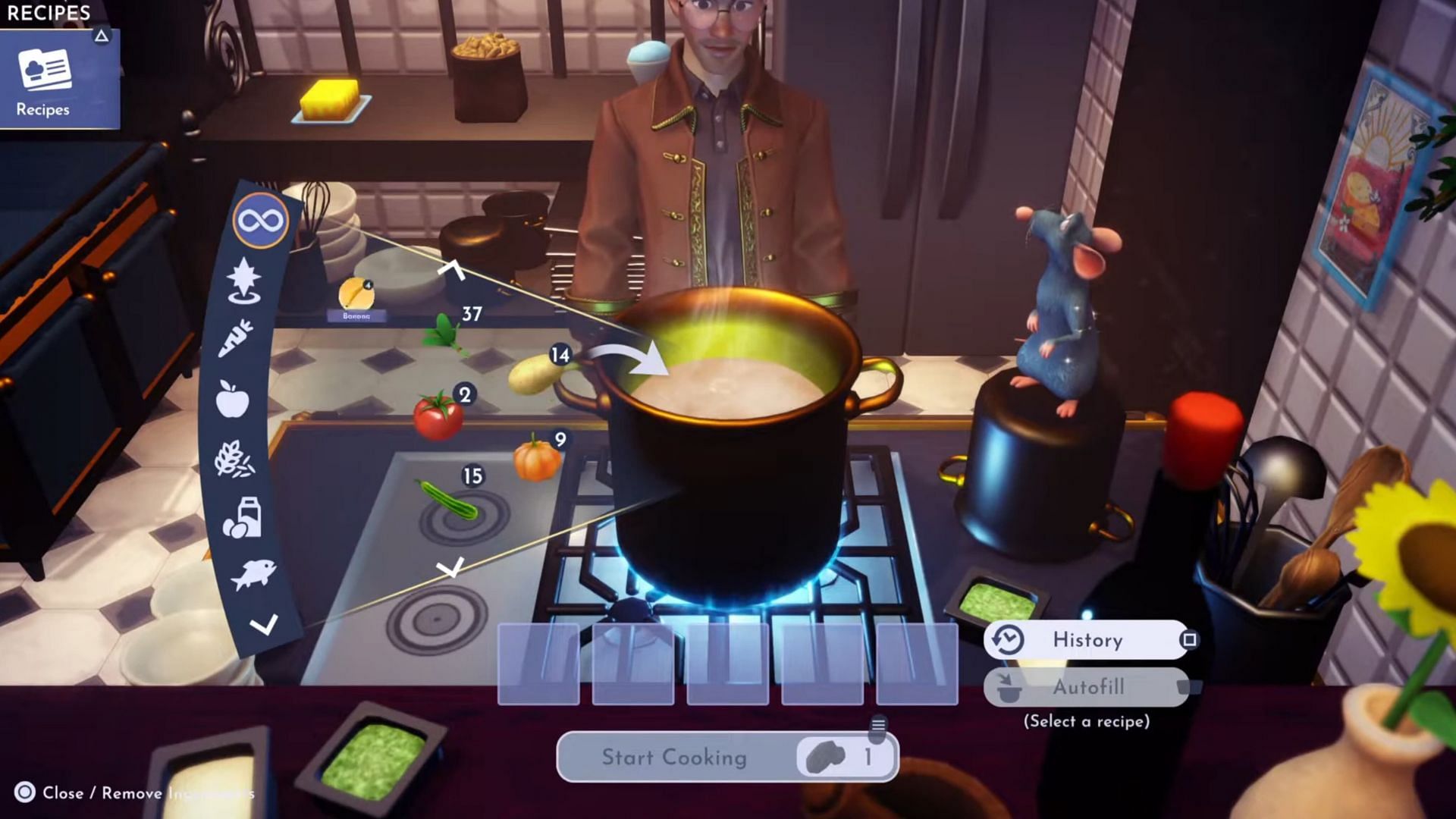 Put all the ingredients into a cooking pot to make the dish (Image via Gameloft)