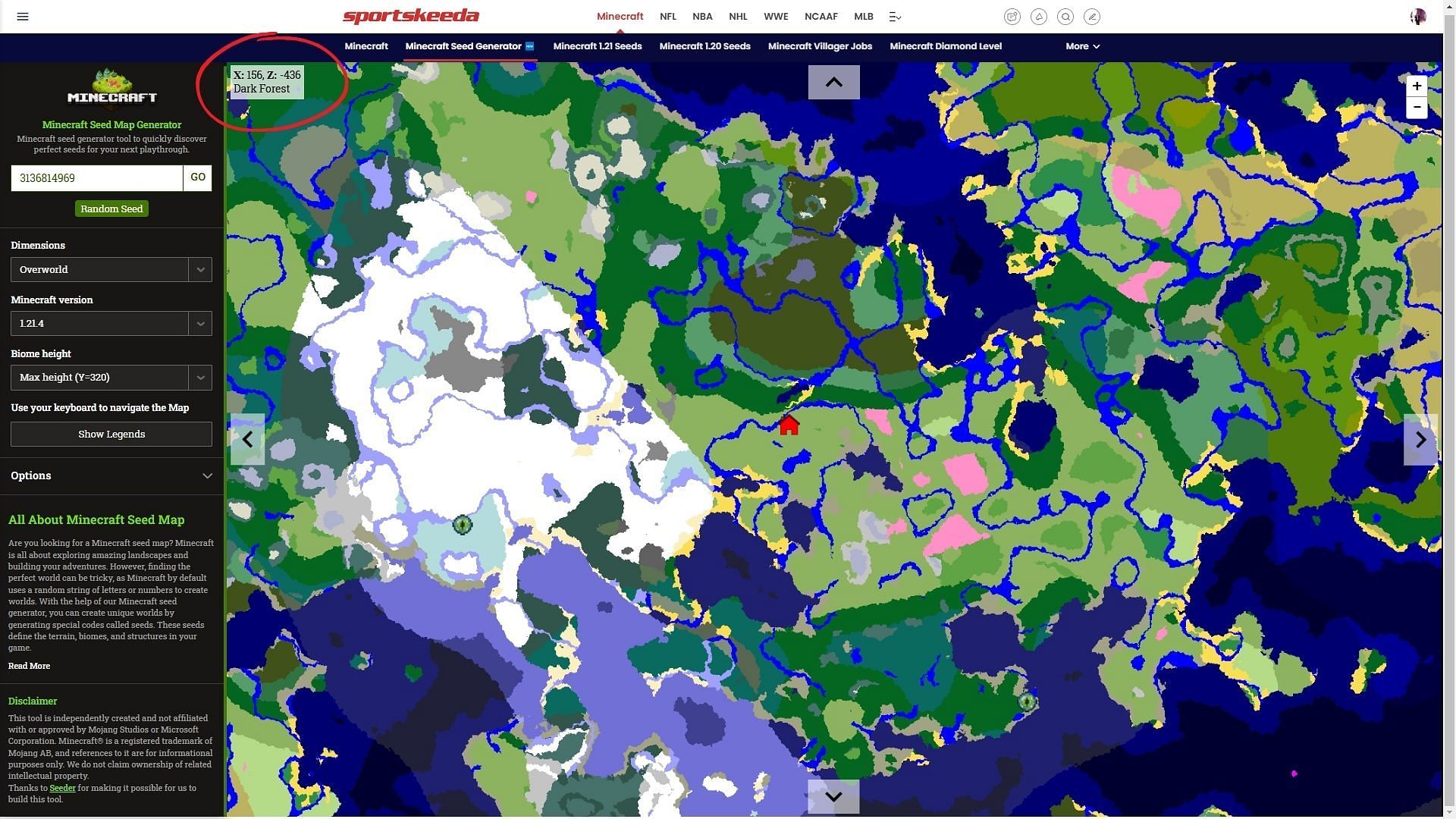 Hover over your desired biome to get the X and Z coordinates successfully (Image via Sportskeeda)