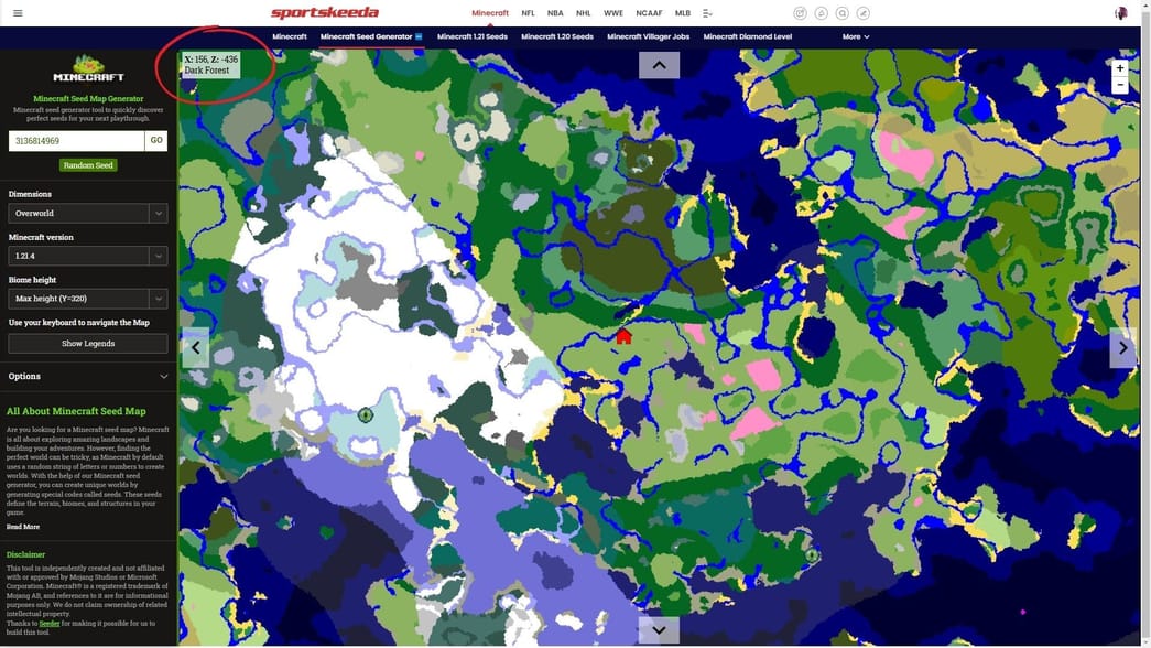 How to find rare biomes using the Minecraft seed map