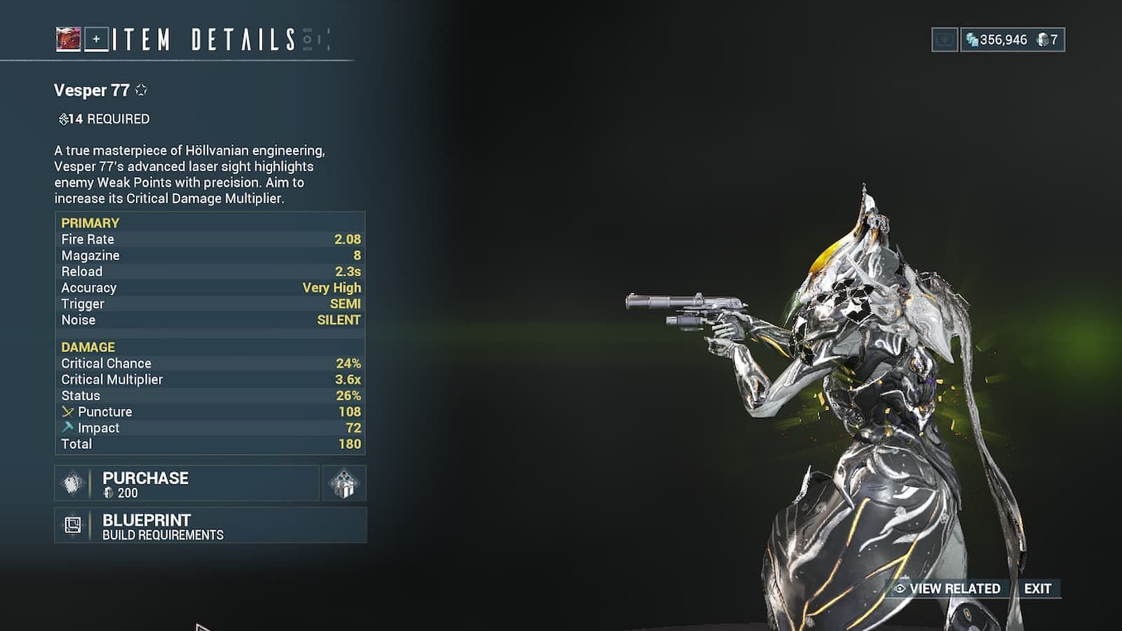 Vesper 77 stats (Image via Digital Extremes)