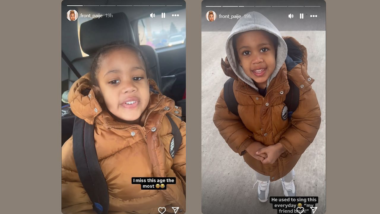 Speights shares videos of her son on her IG story. (Credits: @front_paije/Instagram)