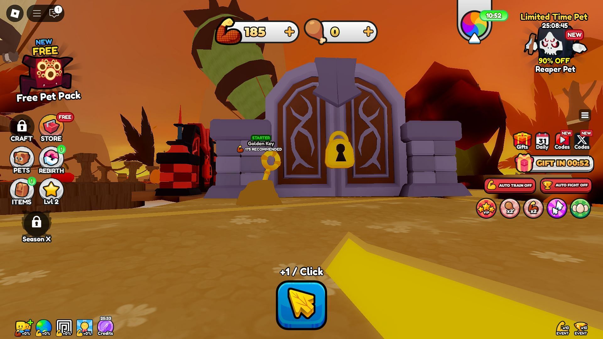 Collect strength to pull keys and swords (Image via Roblox)