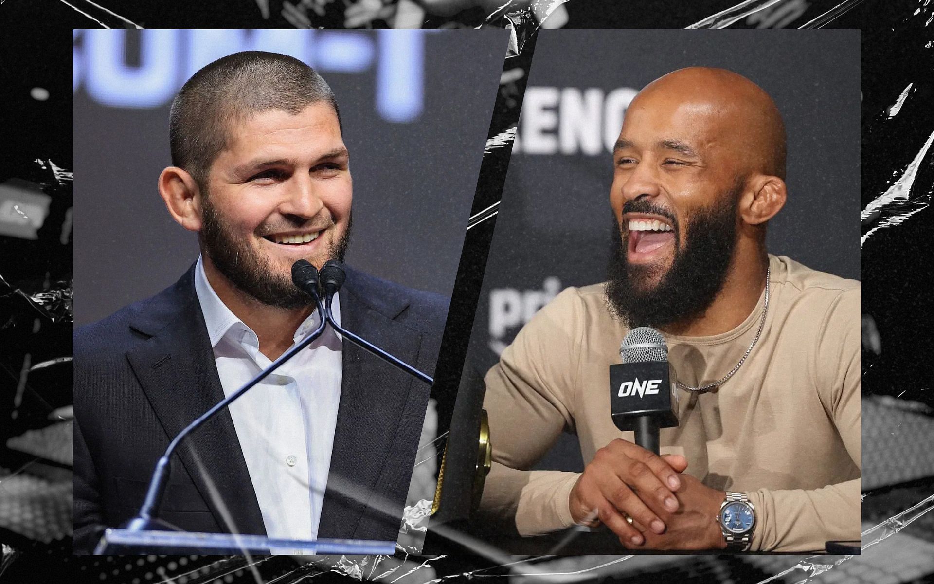 When Khabib Nurmagomedov (left) reacted to Demetrious Johnson