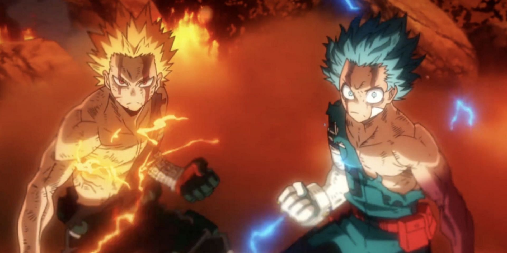 Deku and Bakugo as seen in the movie (Image via Studio Bones)