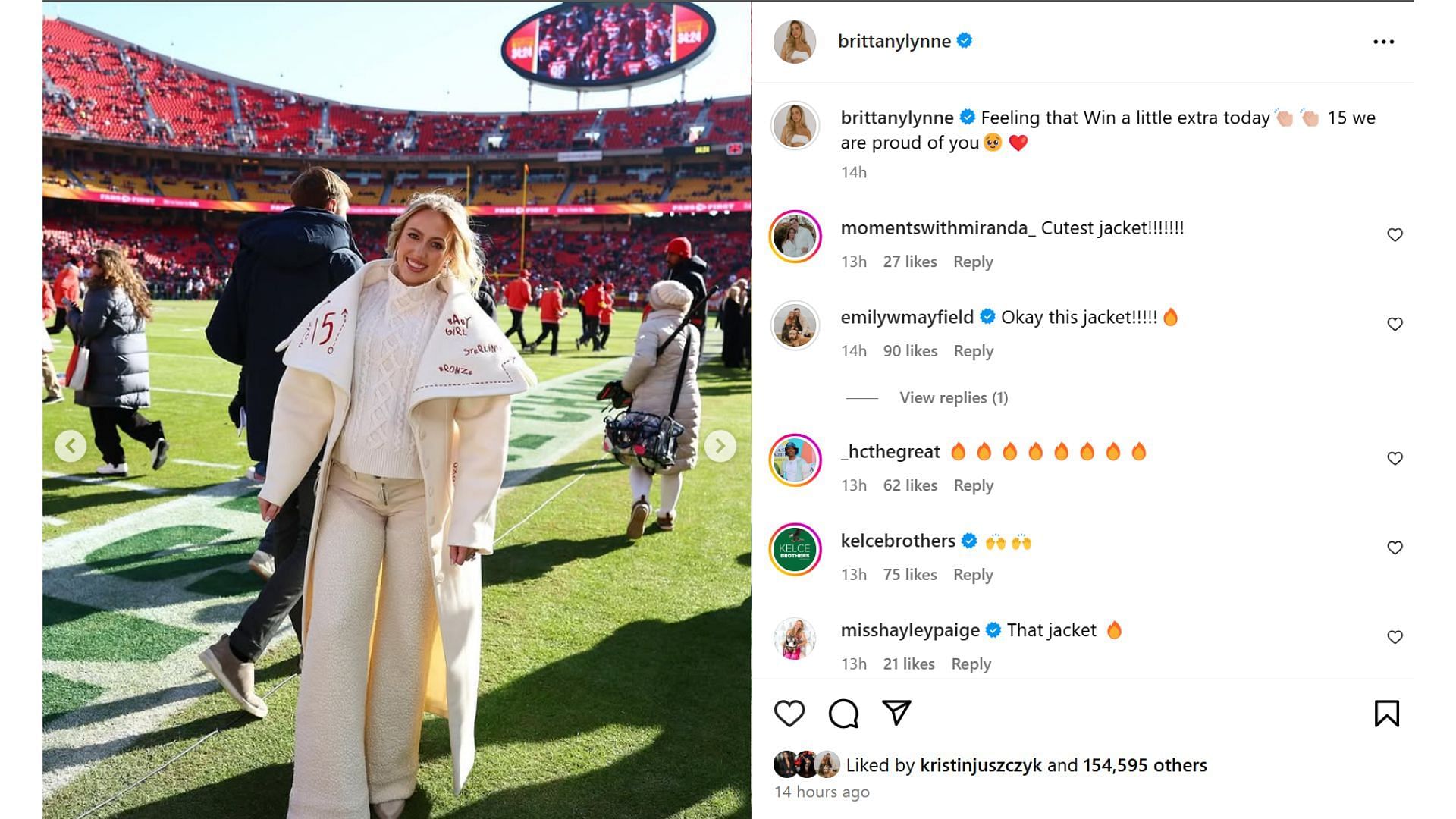 Patrick Mahomes&#039;s wife Brittany celebrates QB&#039;s win against the Texans [Image credit: @brittanylynne IG]