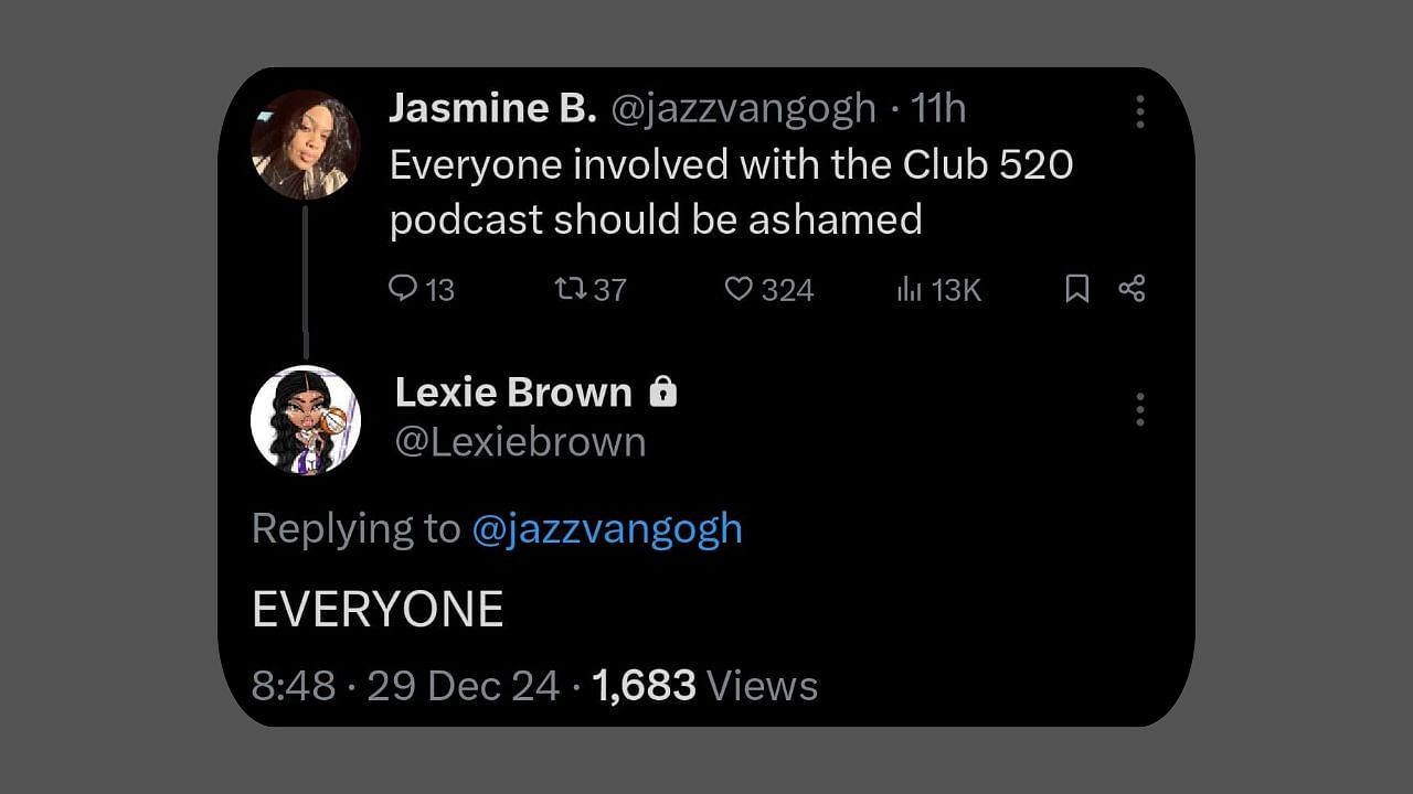 Lexie Brown agrees with a fan on X. (Credits: @Lexiebrown/X)