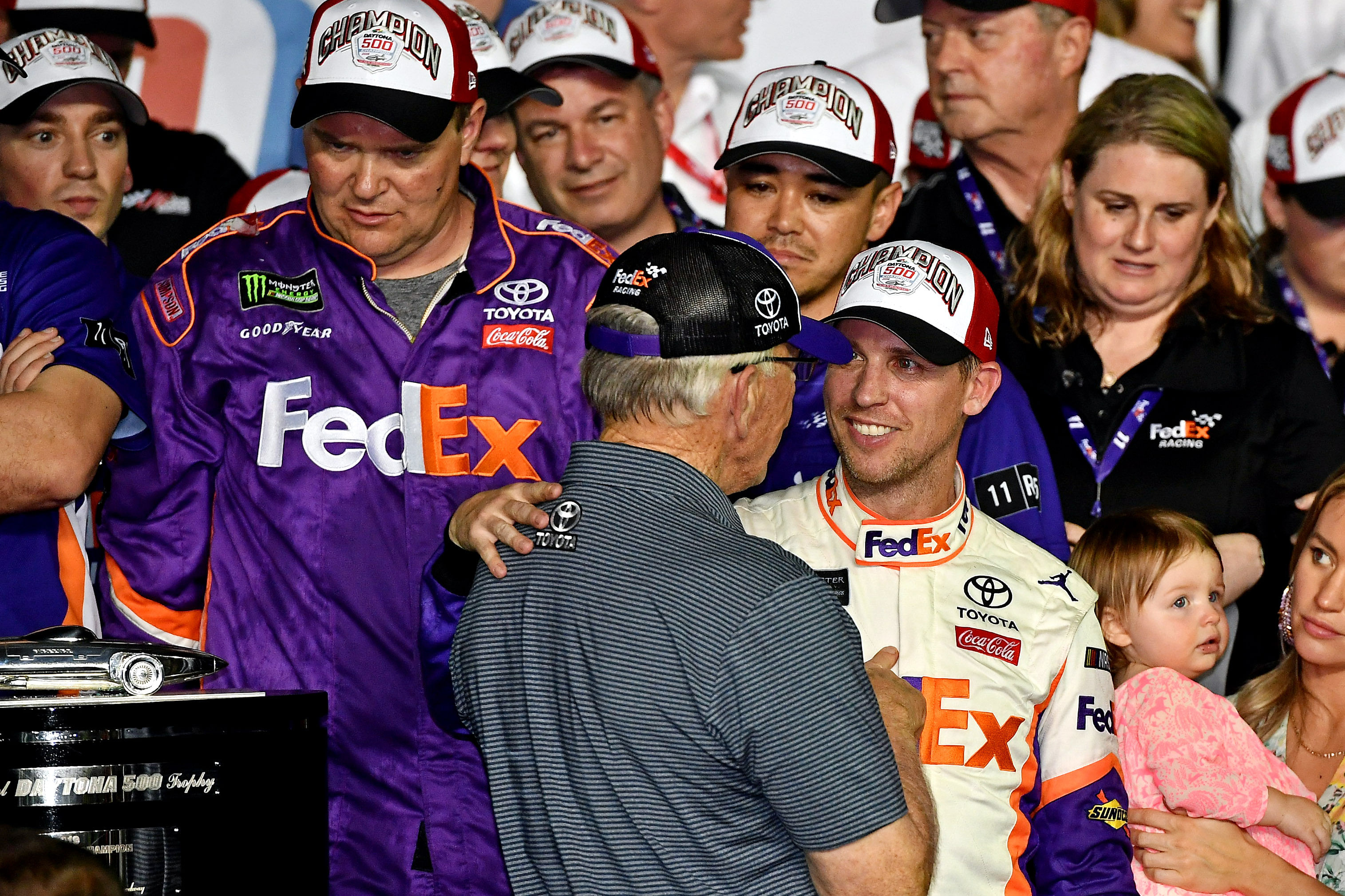 Joe Gibbs with Denny Hamlin at 2019 Daytona 500 - Source: Imagn